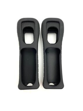 Lot of 2 Black OEM Wii Controller Remote Silicone Case Cover RVL-022